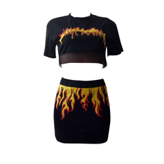 Women's Fashion Offset Top Skirt Set