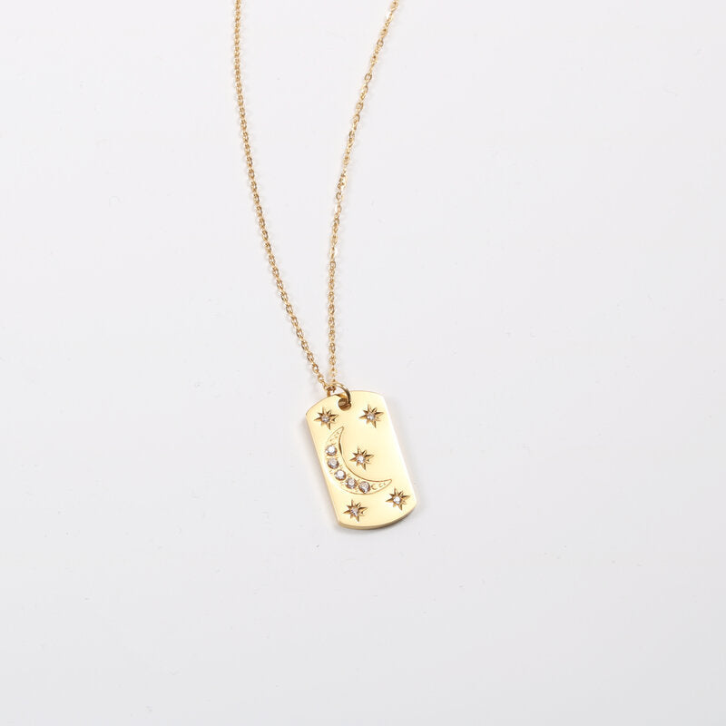 Moon Style Retro Temperament Titanium Steel Gold Plated Necklace