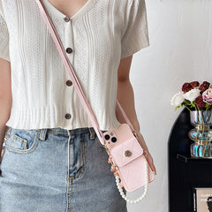 Crossbody Rope Diamond Metal Flower Phone Case