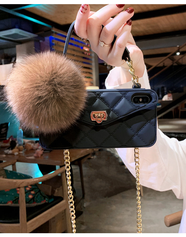 Pursue Style Phone Case Cover With Hair Ball For Women