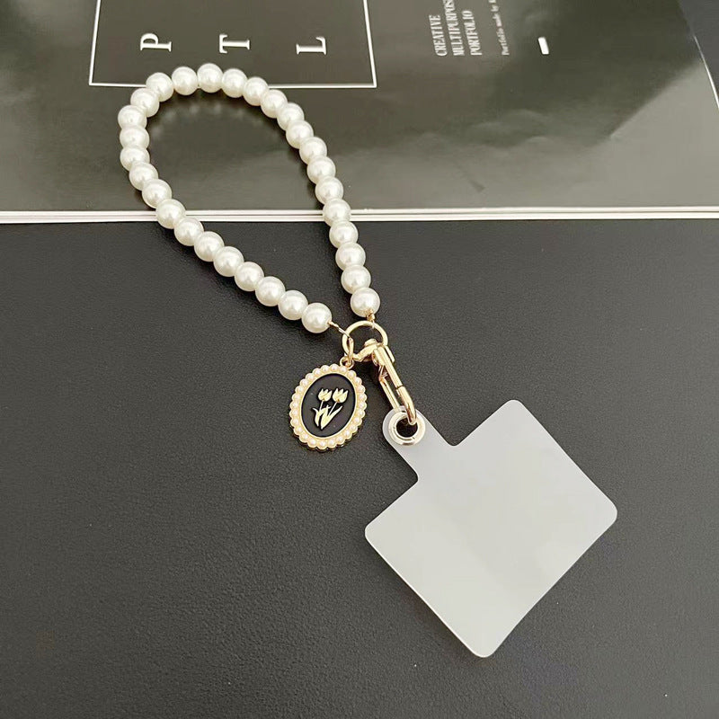Pearl Micro Glass Bead Handle Chain Diy Phone Case Gasket Keychain