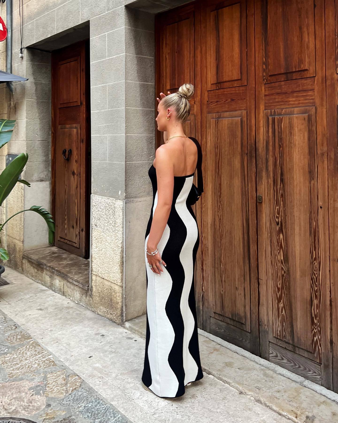 Black & White Slim-Fit One Piece For Women by Waves Clothing