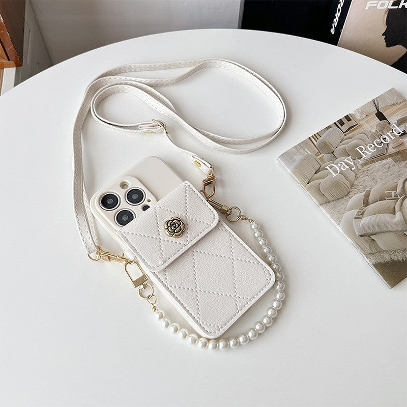 Crossbody Rope Diamond Metal Flower Phone Case