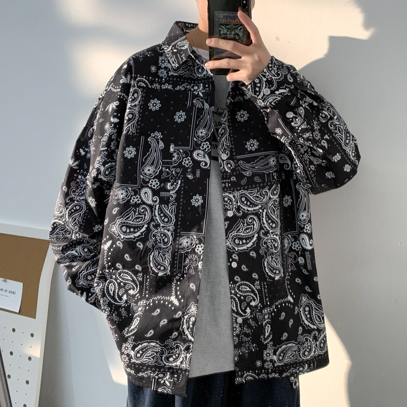 Niche Trendy Cashew Printed Shirt Men