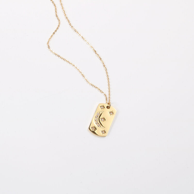 Moon Style Retro Temperament Titanium Steel Gold Plated Necklace